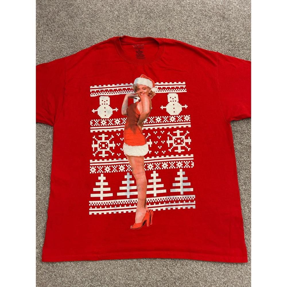 Christmas Party Marilyn Monroe T Shirt Mens XL Red Excellent Christmas Holiday